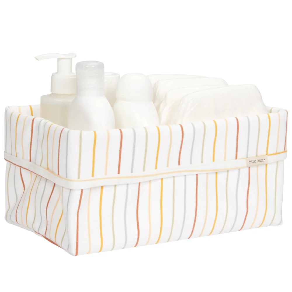 Cos de depozitare din bumbac Vintage Sunny Stripes, 1 bucata, Little Dutch