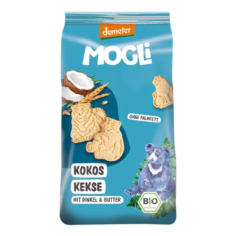 Biscuiti cu cocos Ursuleti Bio, 125g, Mogli