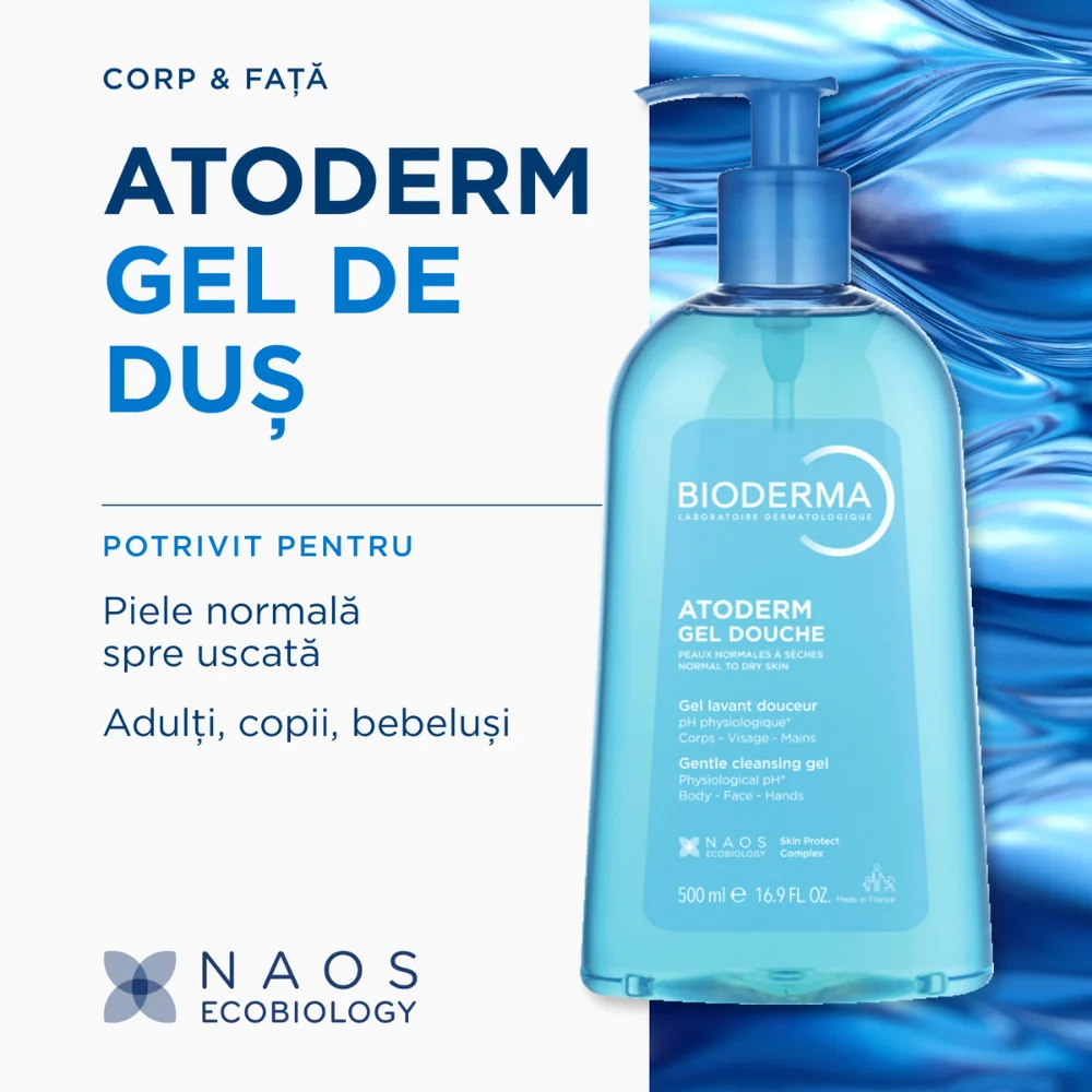 Gel de dus pentru pielea uscata Atoderm, 500ml, Bioderma