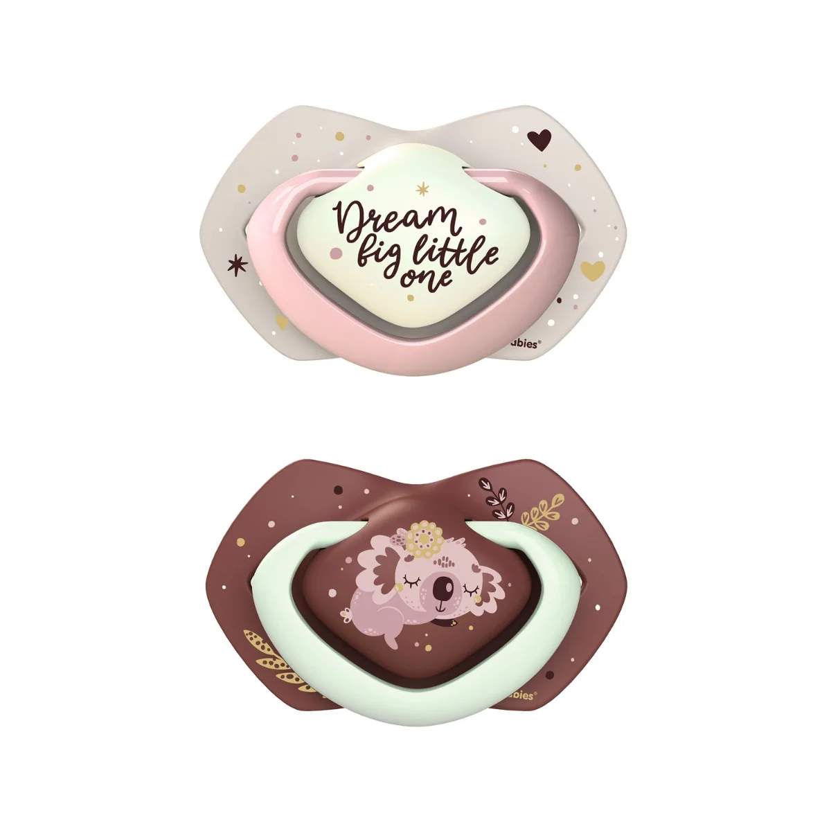 Suzeta simetrica fosforescenta din silicon 22/660 Pin Sleepy Koala 18 luni+, 2 bucati, Canpol babies