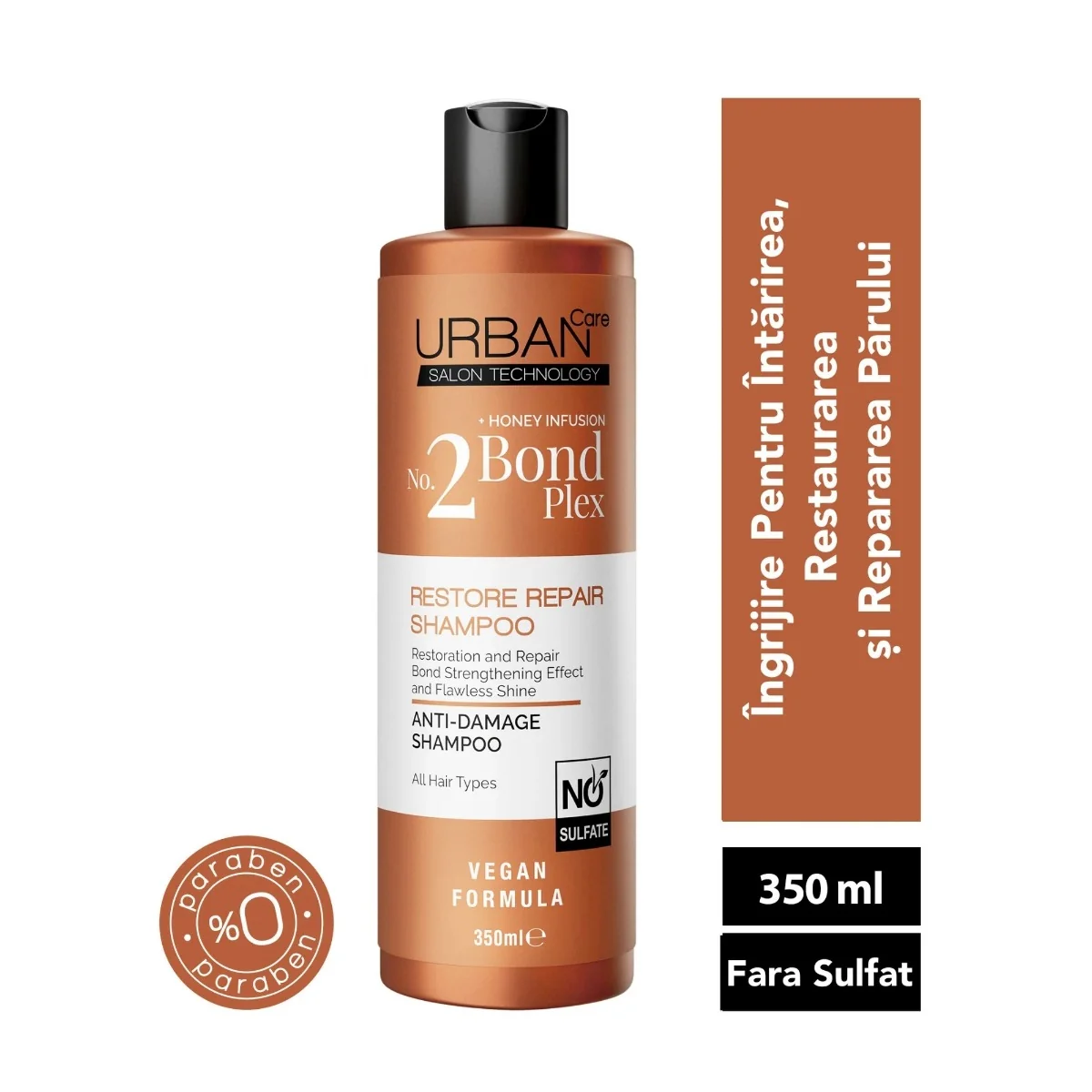 Sampon pentru reparare si restaurare Bond Plex No. 2, 350ml, Urban Care