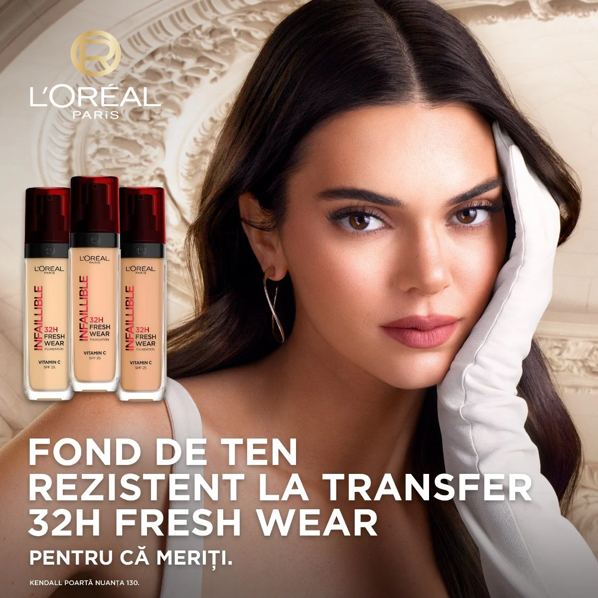 Fond de ten rezistent la transfer Infaillible 32h Fresh Wear 210 Cool Rose, 30ml, L'Oreal Paris 