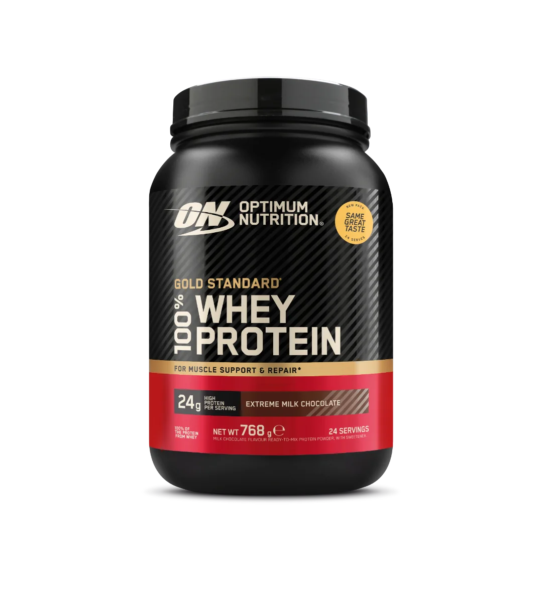 Pudra proteica proteine din zer aroma ciocolata intensa cu lapte ON 100% Whey Gold Standard, 768g, Optimum Nutrition