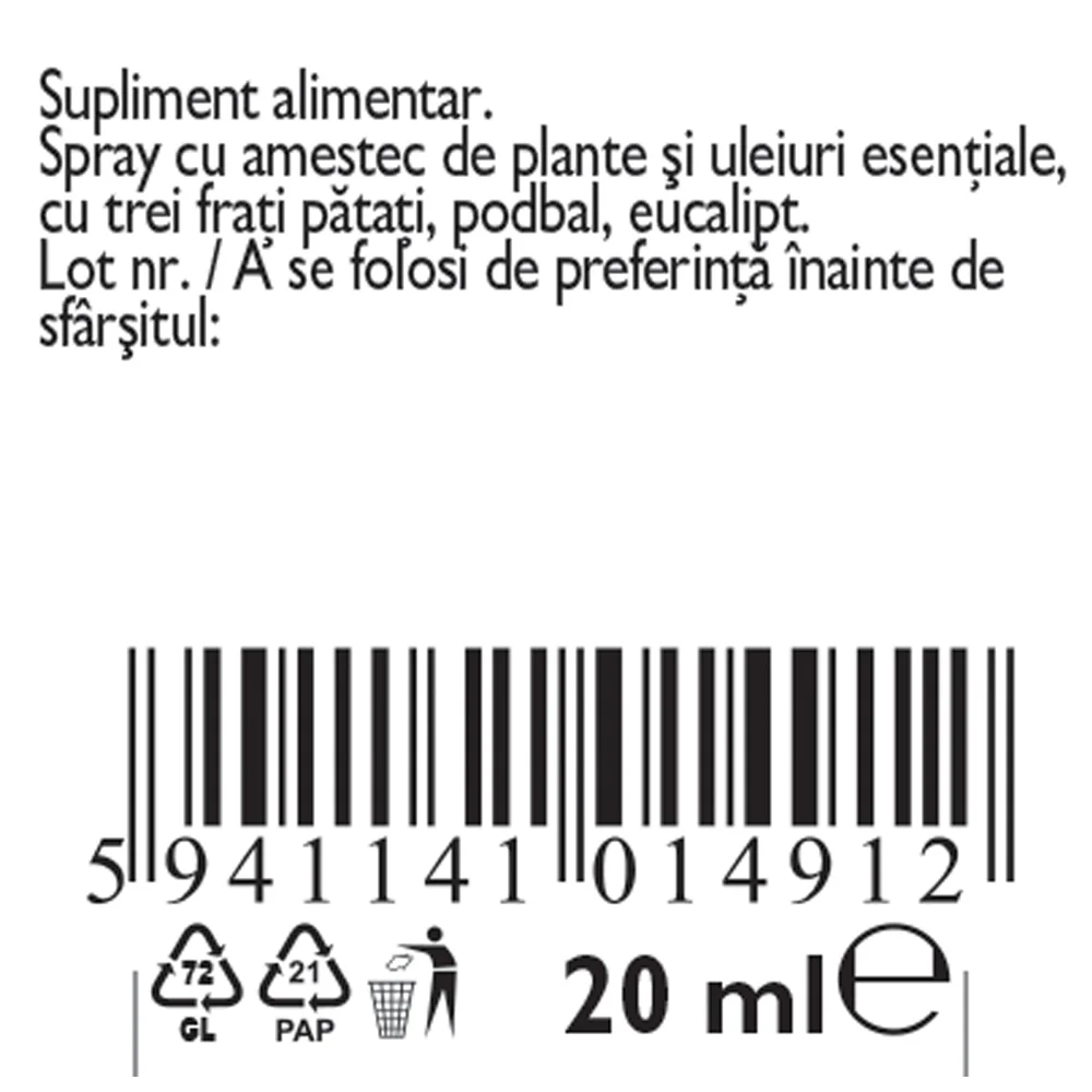Spray pentru gat Plantusin, 20ml, Fares