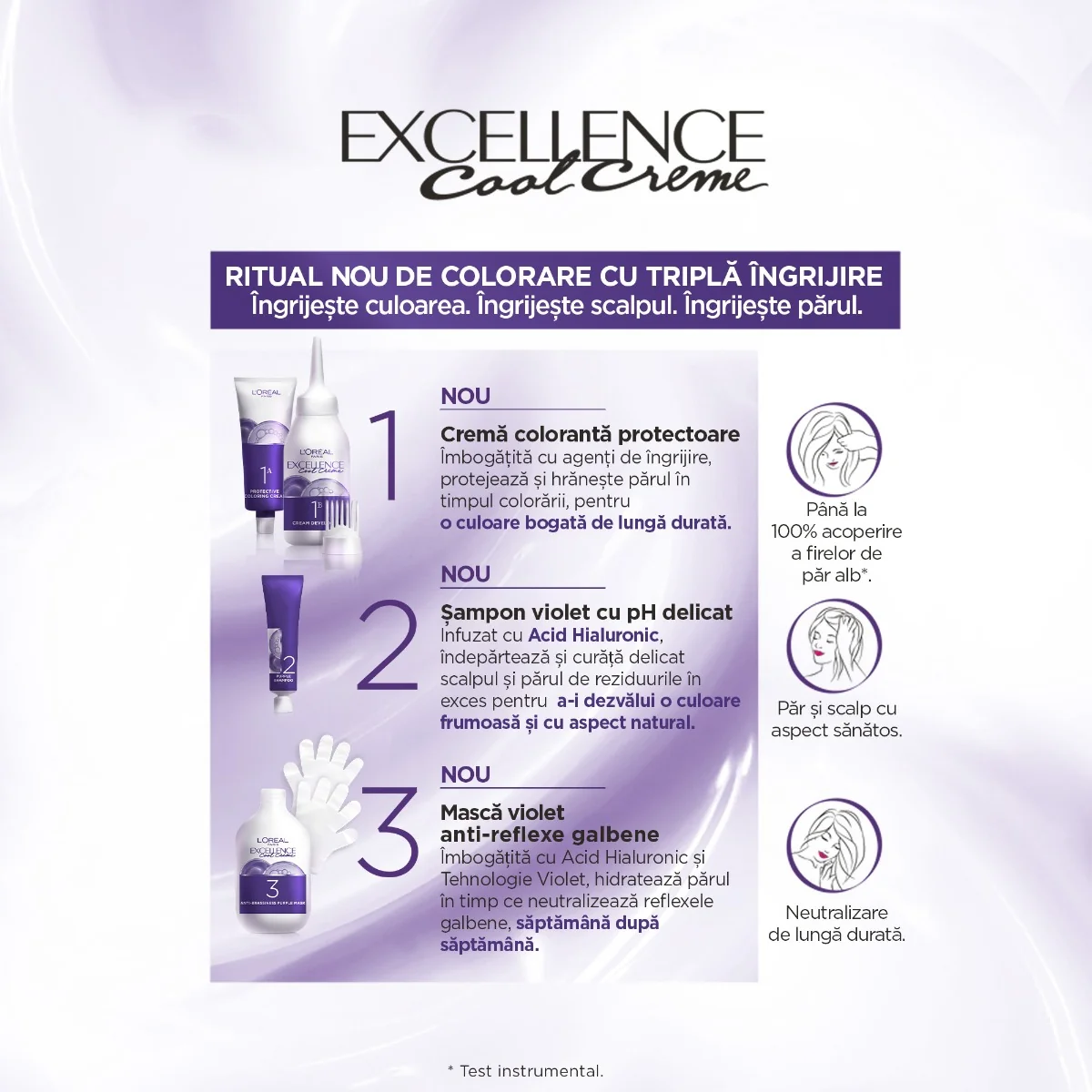 Vopsea de par permanenta Excellence Cool Creme 5.11 Saten Deschis Ultra-Cenusiu, 192ml, L'Oreal Paris