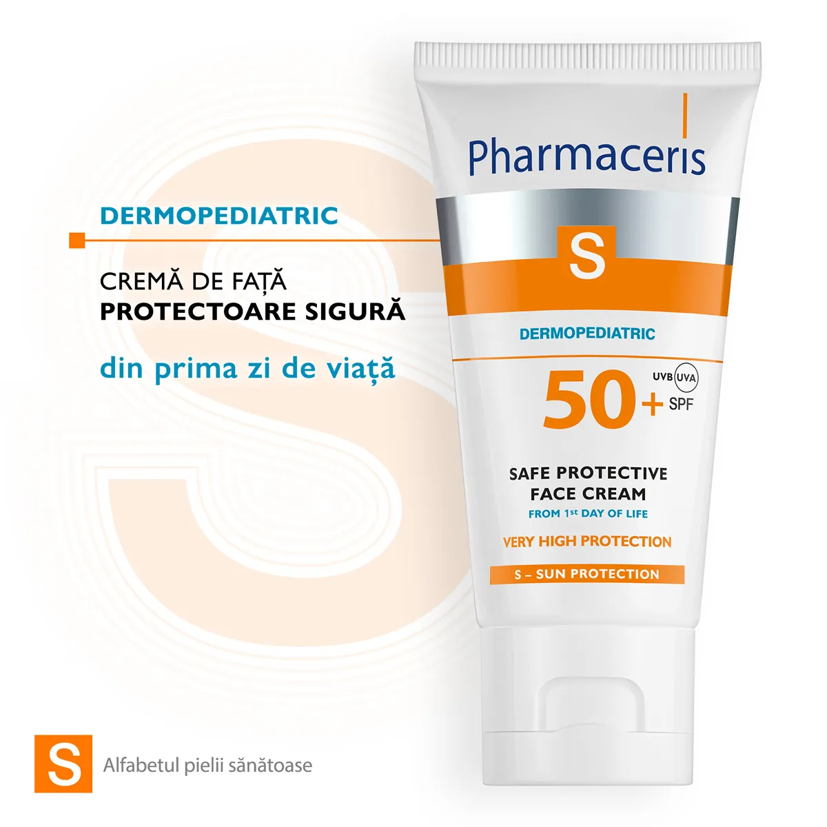 Crema de fata cu protectie solara pentru nou nascuti SPF50+ S, 50ml, Pharmaceris 
