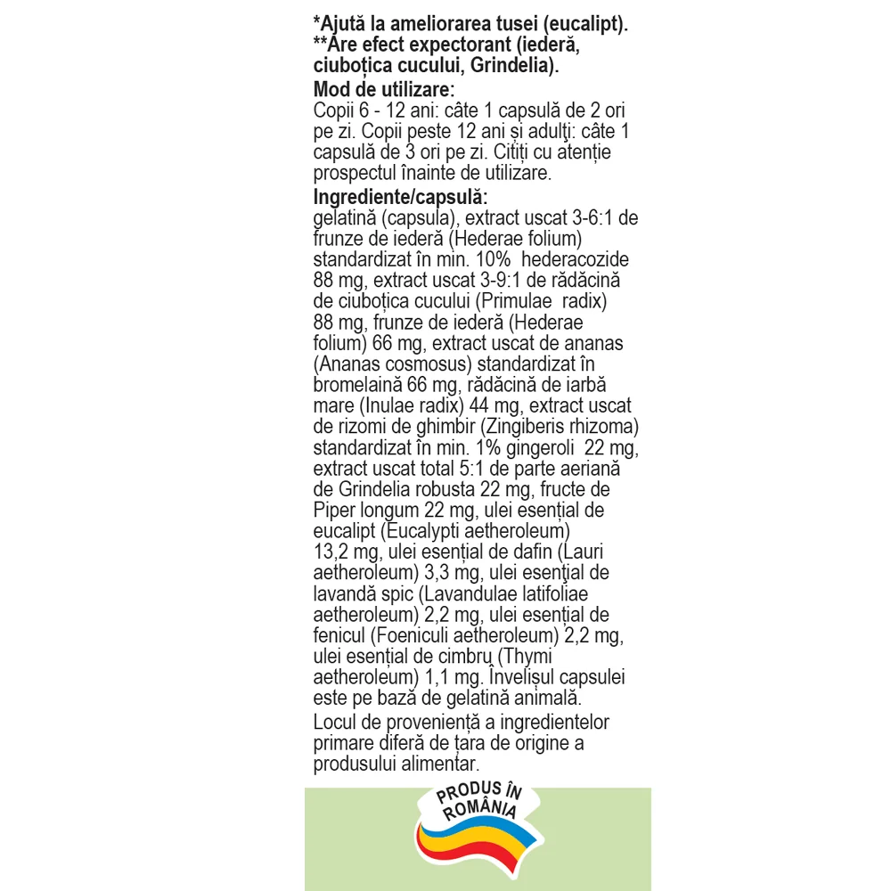 Plantusin Tuse Productiva, 30 capsule, Fares