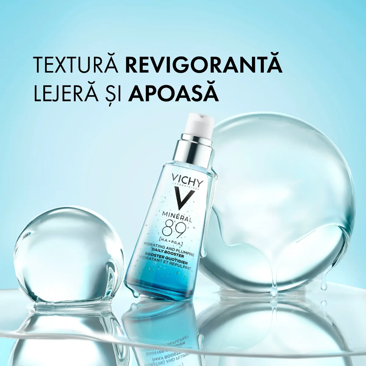 Gel-booster zilnic cu acid hialuronic cu efect de hidratare si fortifiere Mineral 89, 50ml, Vichy