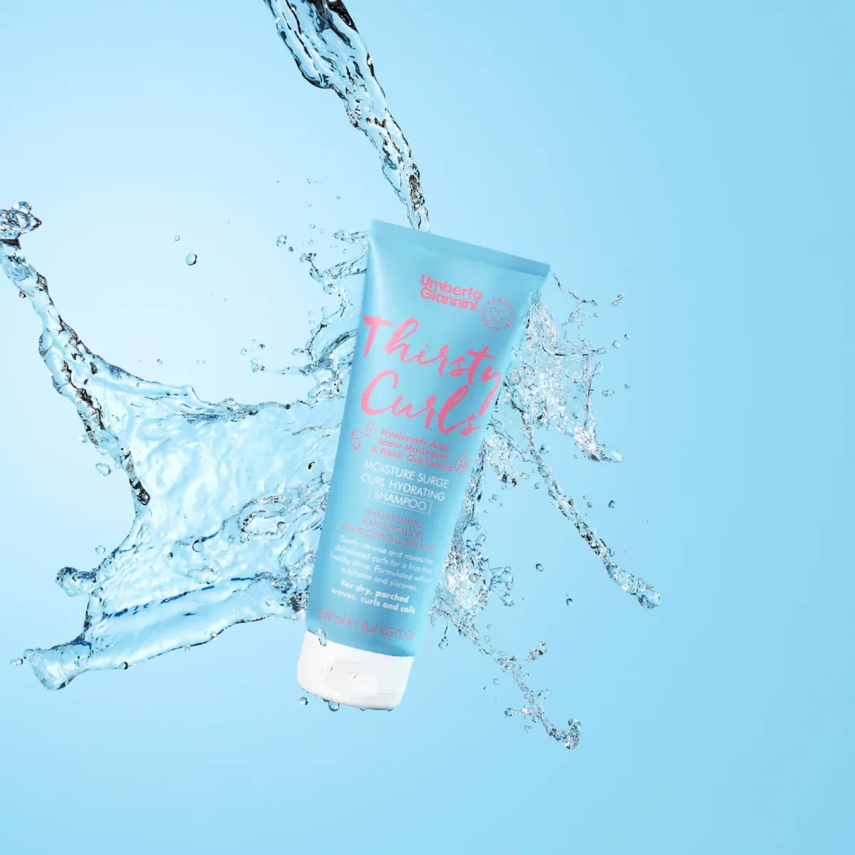 Sampon hidratant pentru parul cret si uscat cu acid hialuronic Thirsty Curls, 250ml, Umberto Giannini