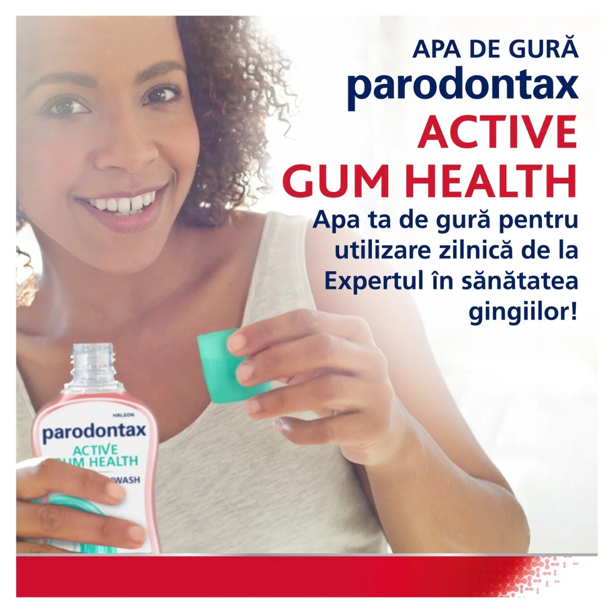 Apa de gura fara alcool Active Gum Health Fresh Mint, 500ml, Parodontax