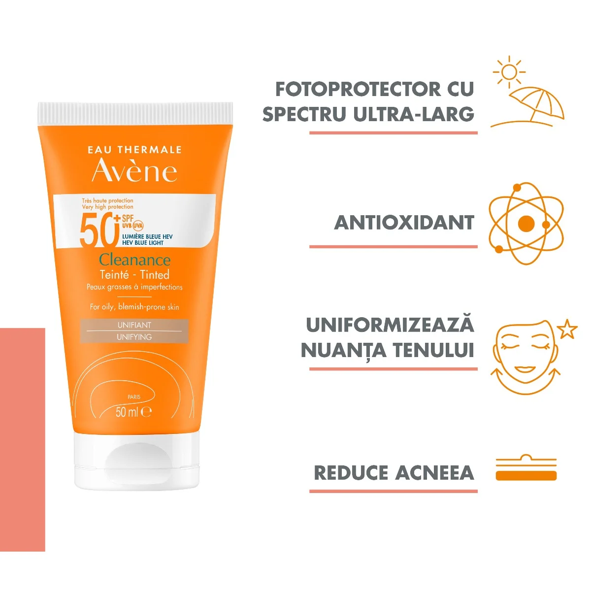 Crema nuantatoare Triasorb Cleanance SPF50+, 50ml, Avene