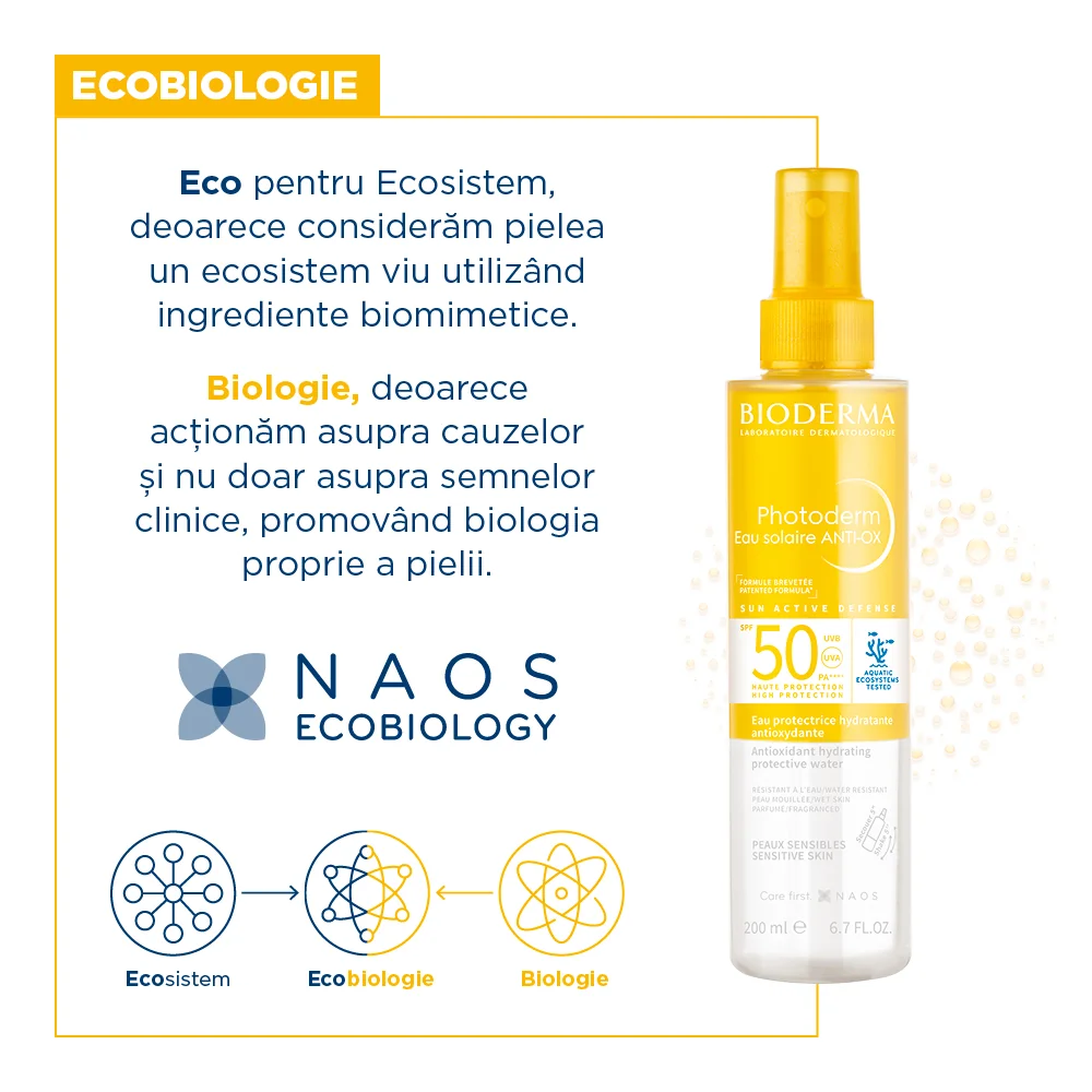 Apa de protectie solara antioxidanta SPF50 Photoderm Anti-OX, 200ml, Bioderma