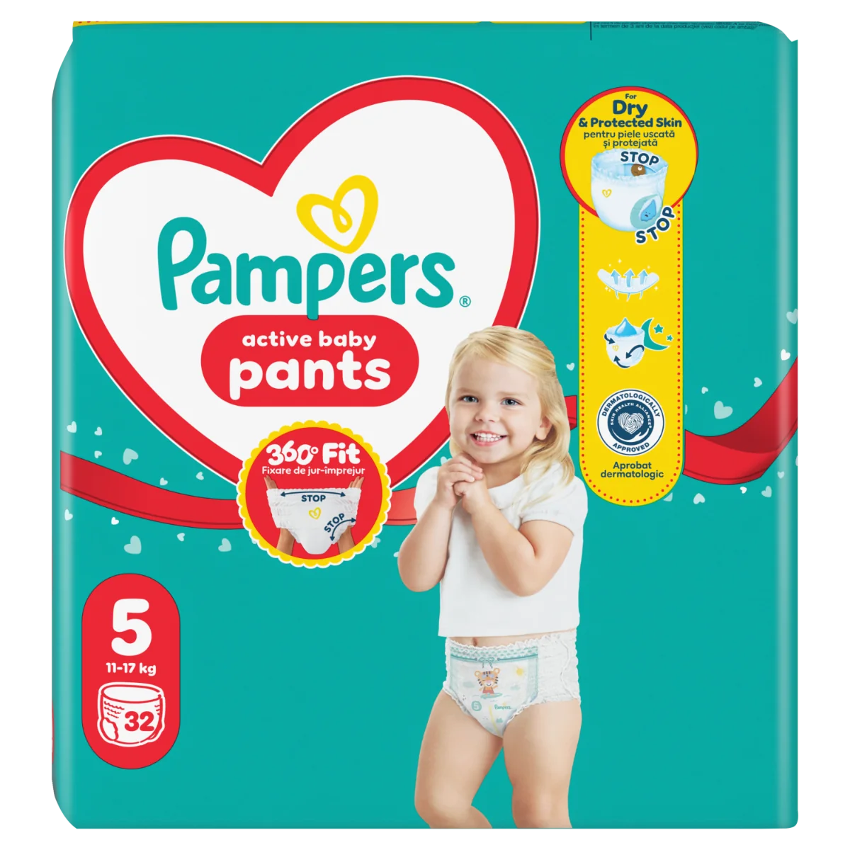 Scutece chilotel Pants Marimea 5 pentru 11-17kg, 32 bucati, Pampers