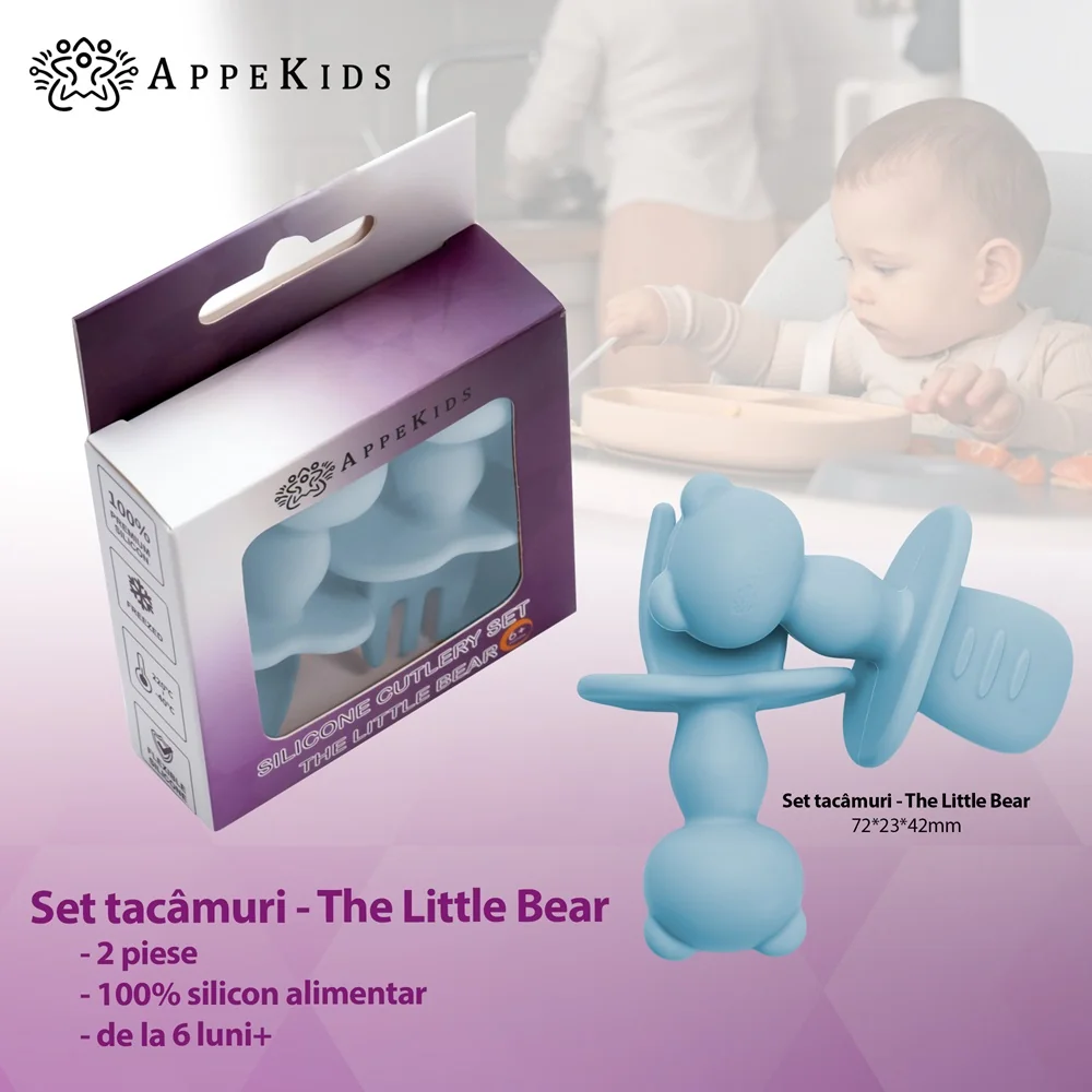 Set tacamuri din silicon The Little Bear Aqua Blue 6 luni+, 1 bucata, Appekids