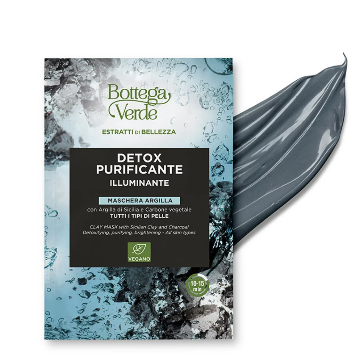 Masca detoxifianta cu argila siciliana si carbune Estratti di Bellezza, 8ml, Bottega Verde