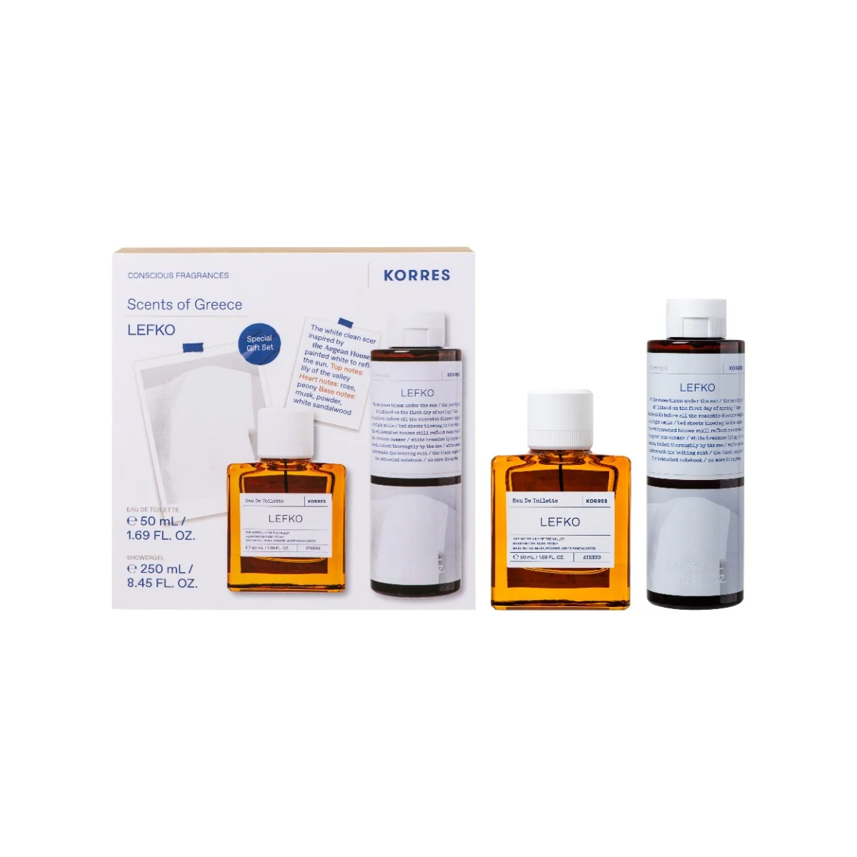 Pachet Lefko 2025 Apa de toaleta 50ml + Gel de dus 250ml, Korres 