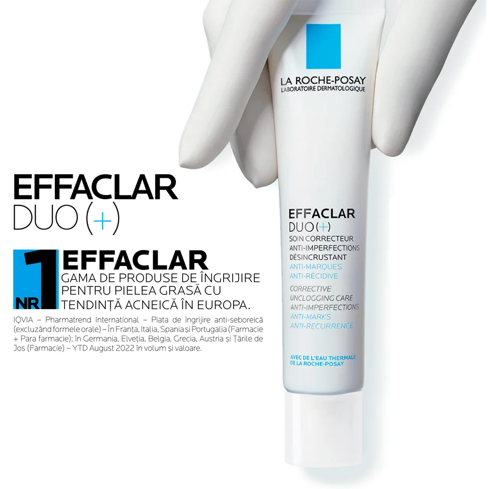 Crema de fata anti-imperfectiuni ten gras cu tendinta acneica Effaclar Duo+, 40ml, La Roche-Posay
