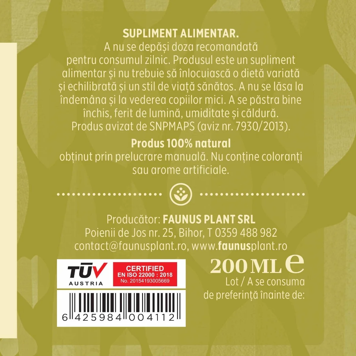 Tinctura detoxifiere Detoxifius, 200ml, Faunus Plant