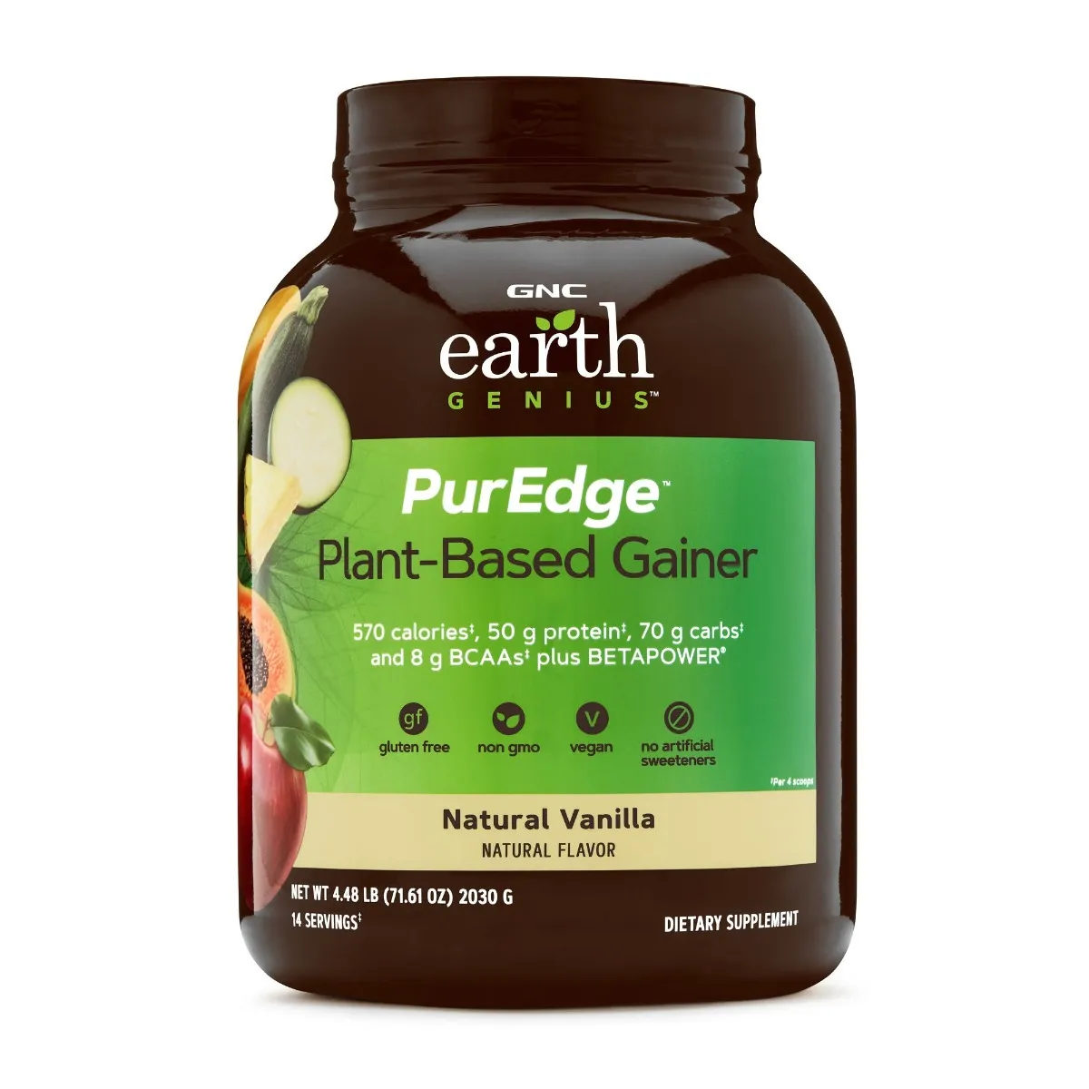 Proteina vegetala vegana cu aroma de vanilie Earth Genius PurEdge Plant-Based, 2016g, GNC