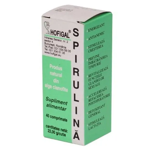Spirulina, 40 comprimate, Hofigal