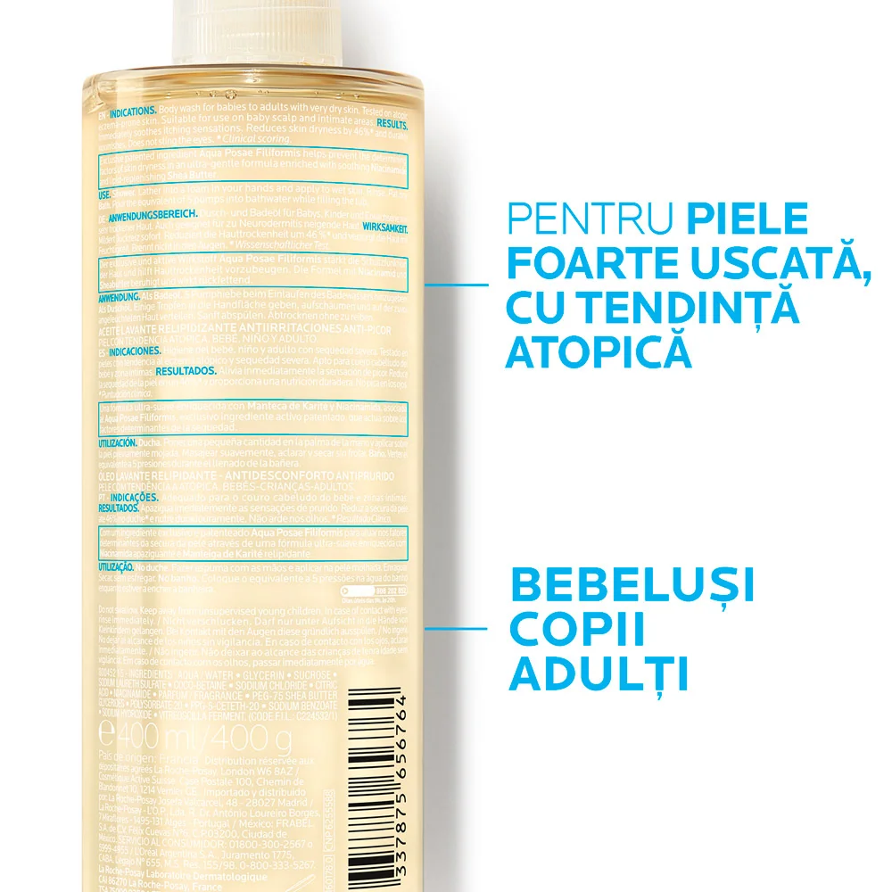 Ulei de spalare pentru pielea sensibila Lipikar AP+, 400ml, La Roche-Posay