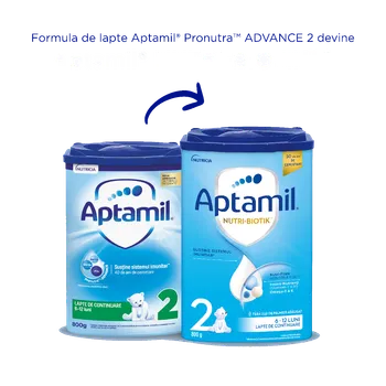 Lapte praf Aptamil NUTRI-BIOTIK 2 pentru 6-12 luni, 800g, Nutricia 
