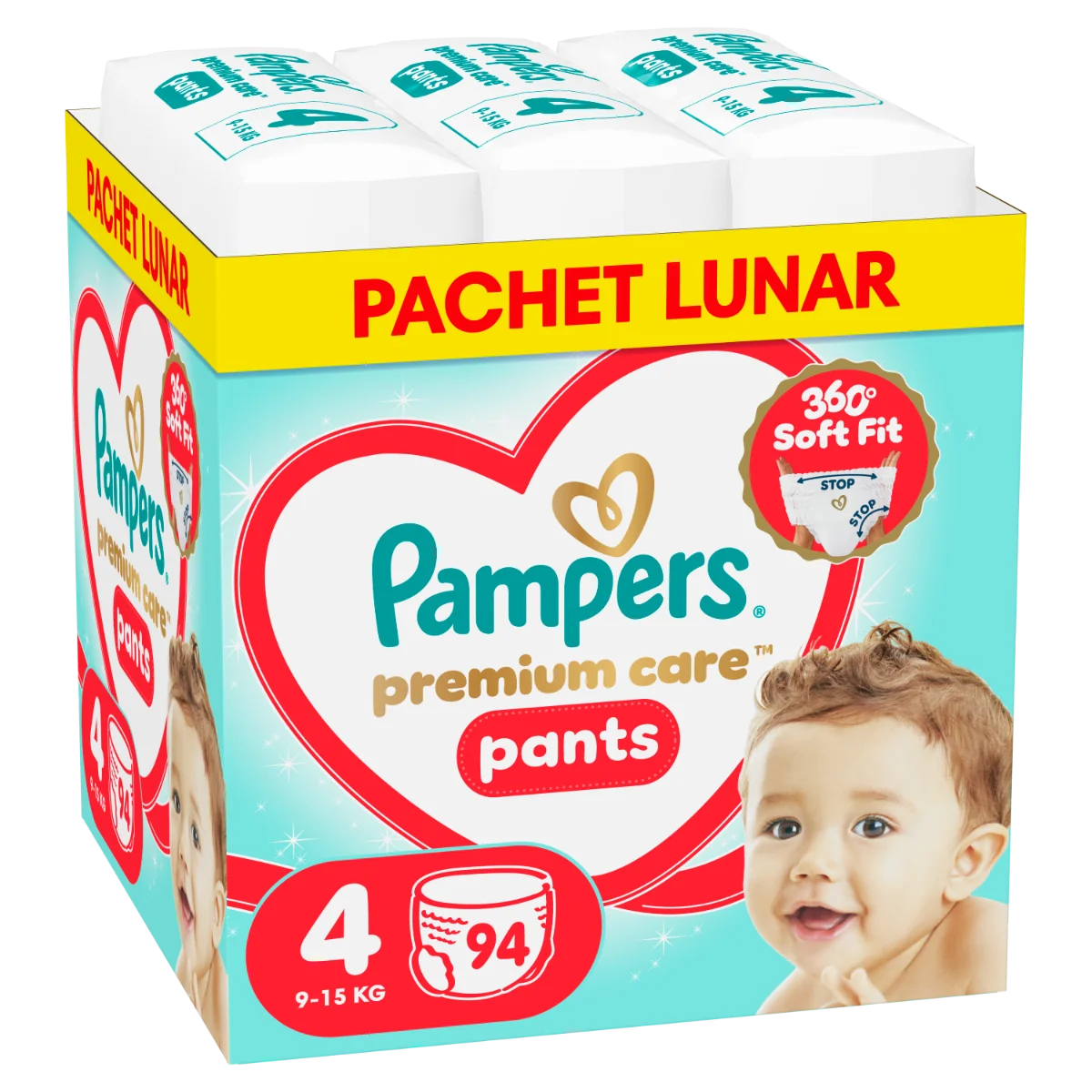 Scutece-chilotel Premium Care Pants XXL Box Marimea 4 pentru 9-15 kg, 94 bucati, Pampers