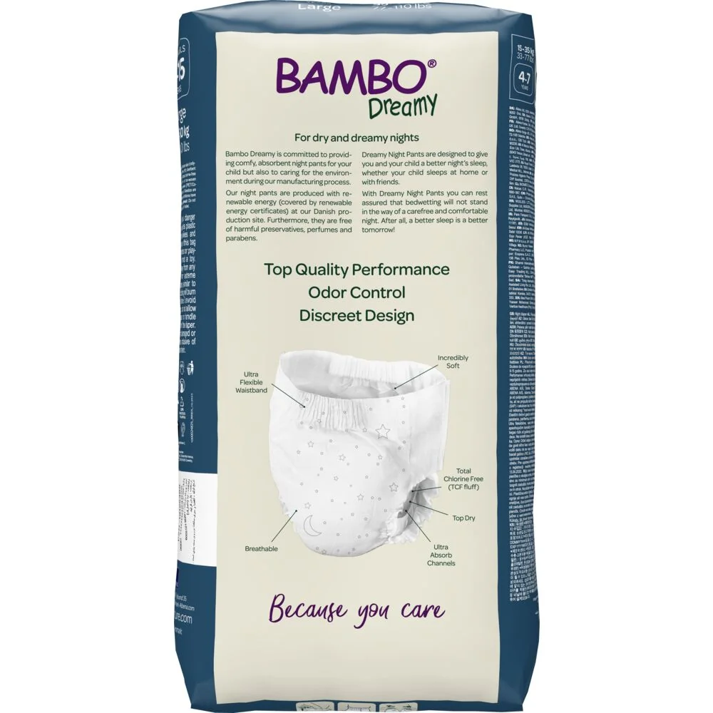 Scutece chilot pentru copii Dreamy Night Pants 8-15 ani pentru 35-50kg, 10 bucati, Bambo Nature