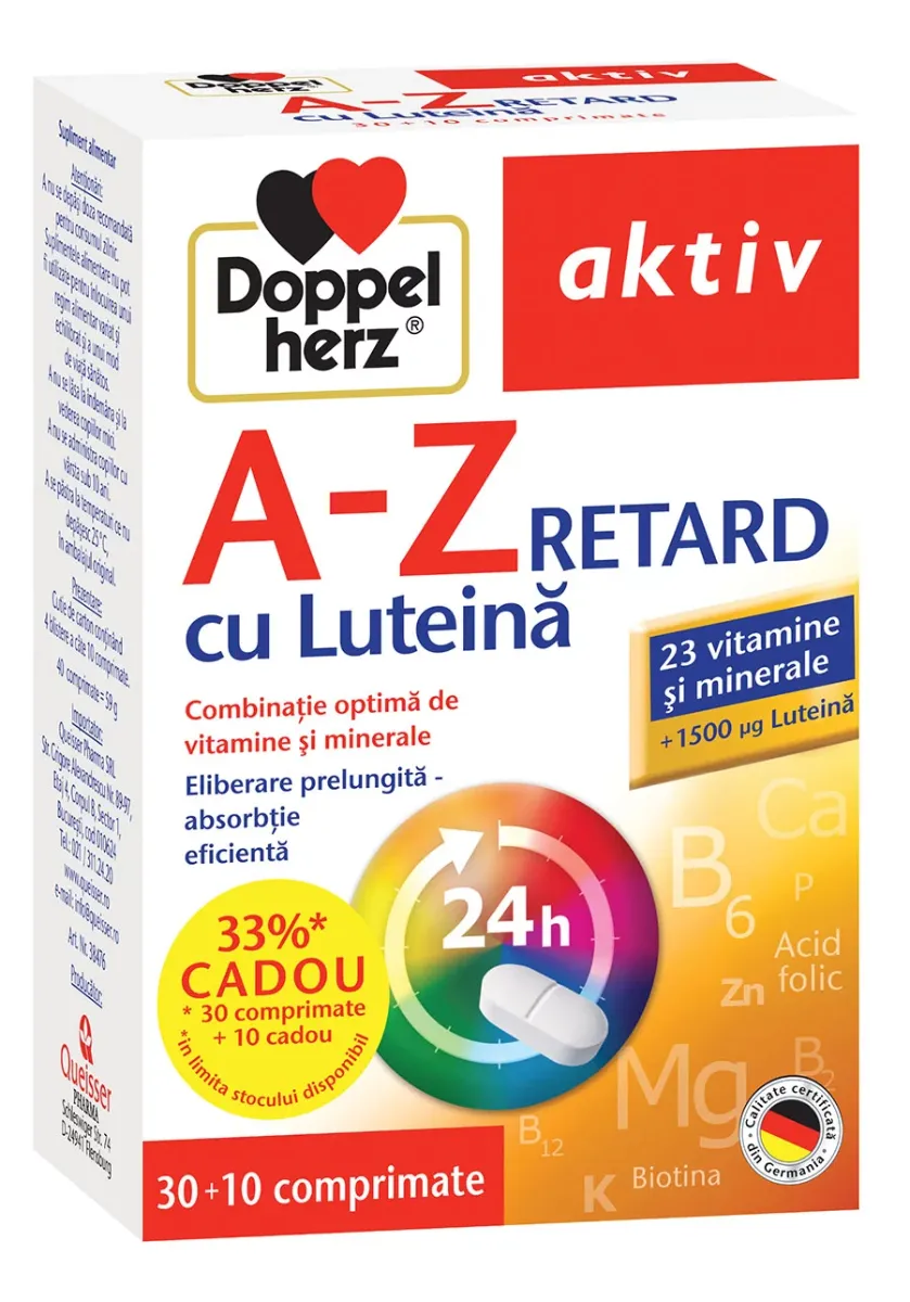 A-Z Retard cu luteina, 30 comprimate + 10 comprimate cadou, Doppelherz