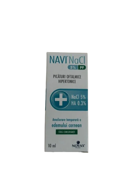 Picaturi oftalmice hipertonice Navi NaCl 5% PF, 10ml, Novax Pharma