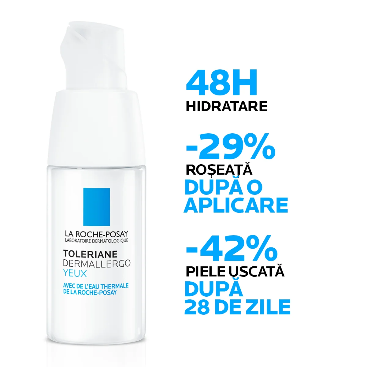 Crema hidratanta si reparatoare pentru conturul ochilor Toleriane Dermallergo, 20ml, La Roche-Posay