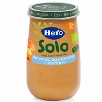 Meniu eco cartofi, somon si morcovi Solo pentru +8 luni, 190g, Hero Baby