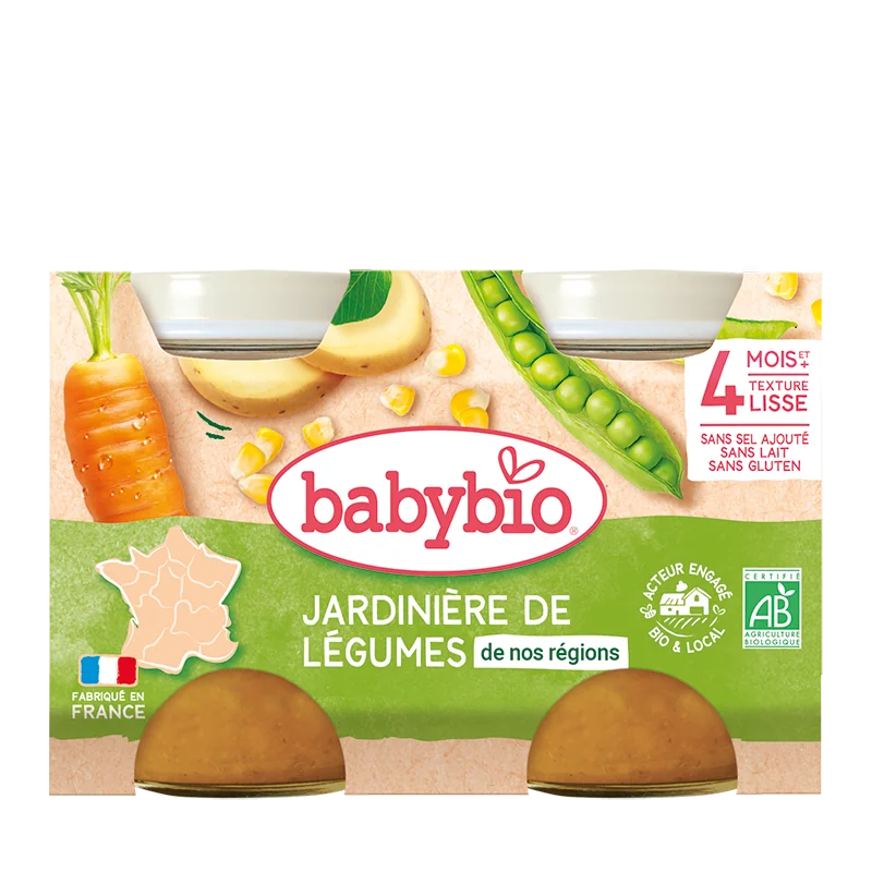 Piure din legume verzi +4 luni Bio, 2 x 130g, BabyBio