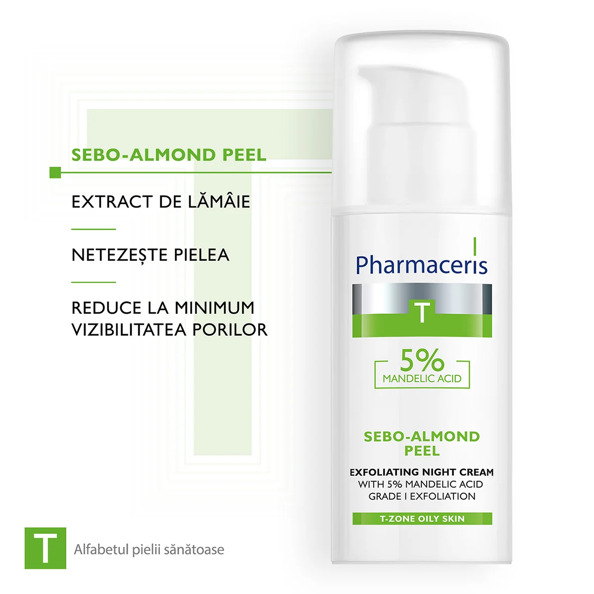 Crema de noapte pentru peeling cu acid mandelic 5% Sebo-Almod Peel T, 50ml, Pharmaceris