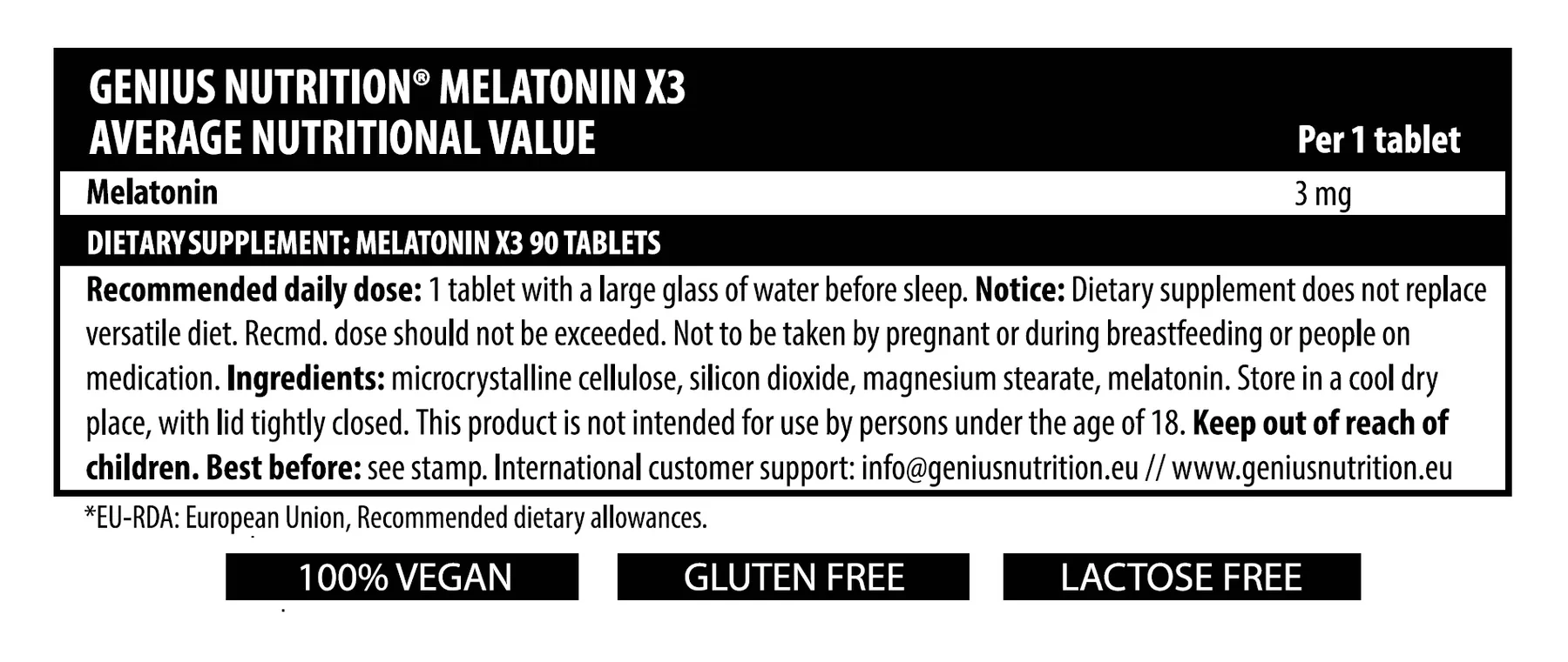 Melatonin-X3, 90 capsule, Genius Nutrition