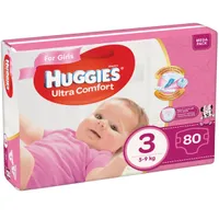 Scutece Ultra Confort Mega Pack 3 pentru fete 5-9kg, 80 bucati, Huggies