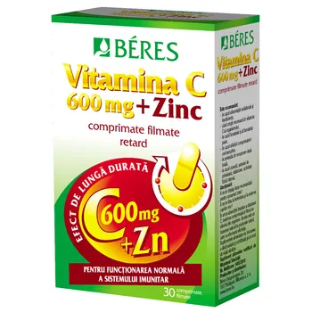 Vitamina C 600mg + Zinc, 30 comprimate, Beres 