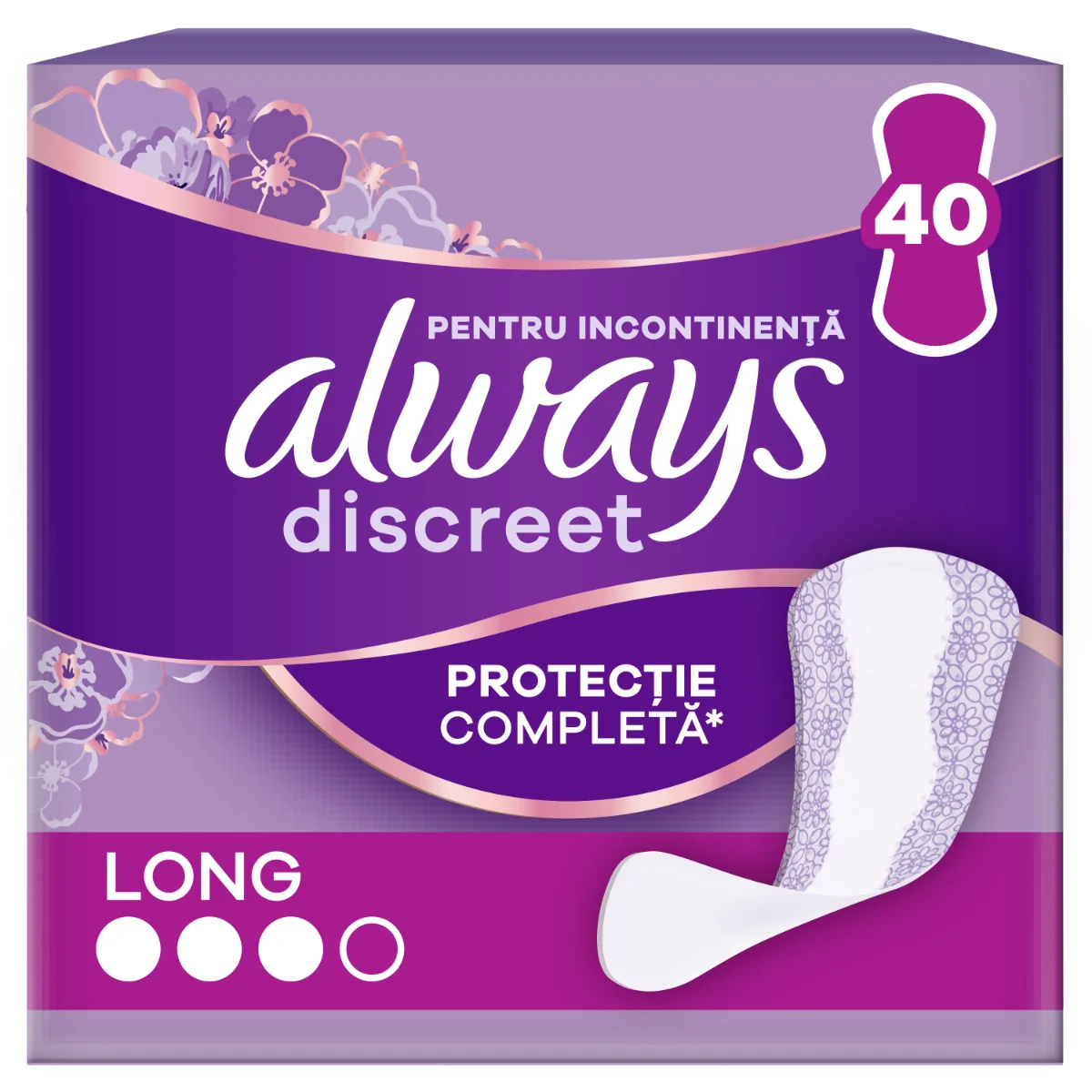 Absorbante pentru incontinenta urinara Discreet Long, 40 bucati, Always
