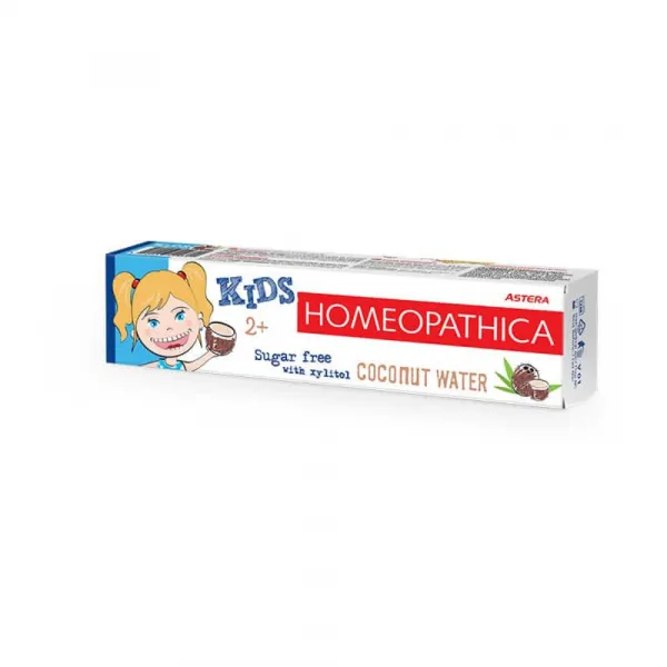 Pasta de dinti homeopatica pentru copii cu apa de cocos 2 ani+, 50ml, Astera