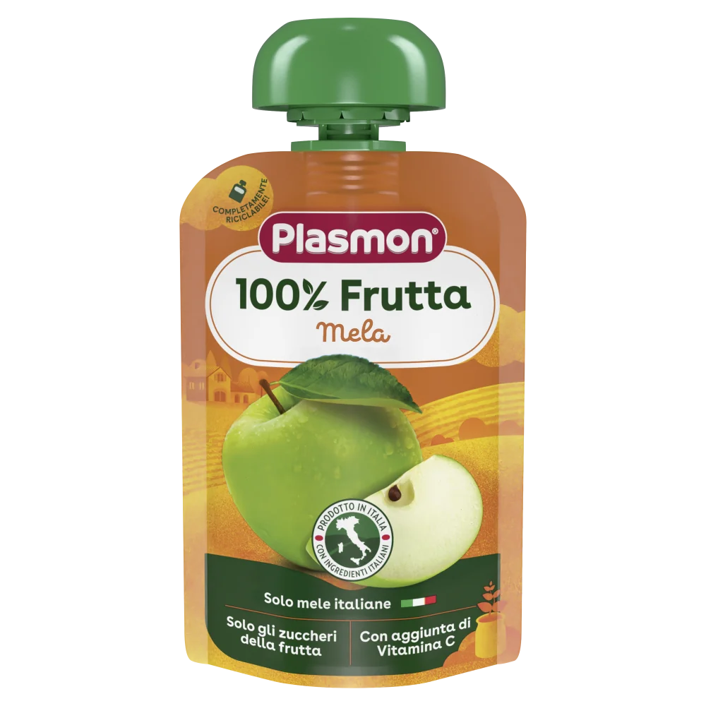 Piure din pulpa de mere si banane cu vitamina C, 100g, Plasmon