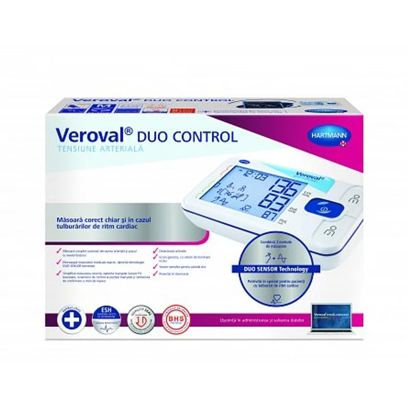 Tensiometru digital de brat Alb Veroval Duo Control manseta M, Hartmann