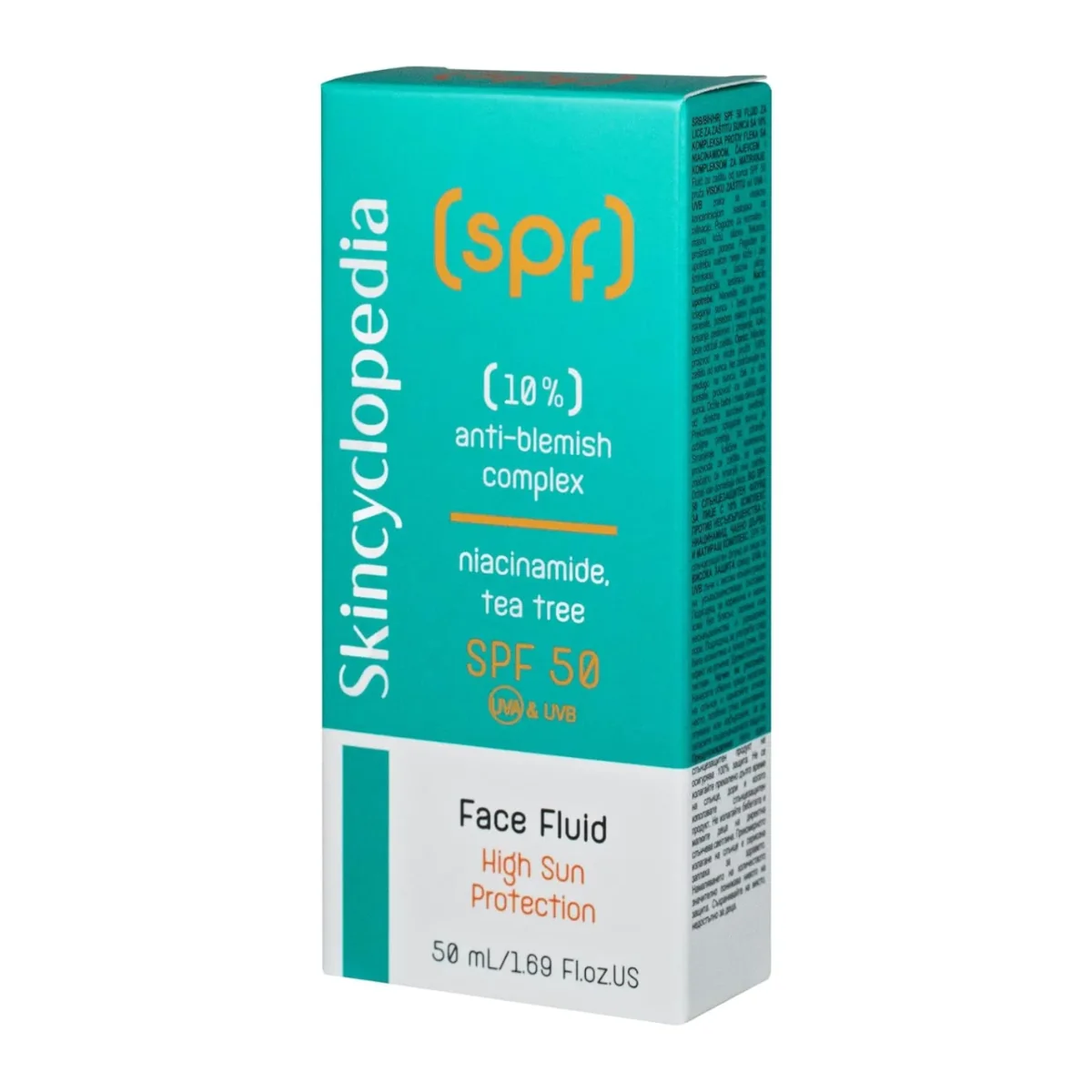 Fluid cu SPF50 pentru ten mixt gras sau predispus la imperfectiuni, 50ml, Skincyclopedia