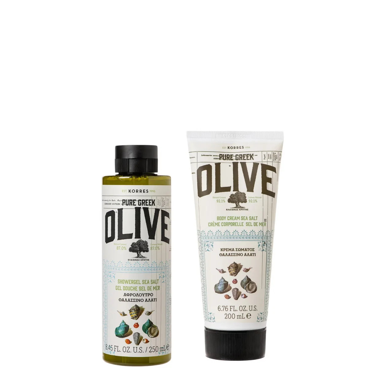 Pachet Sea Salt Gel de dus 250ml + Crema de corp 200ml, Korres