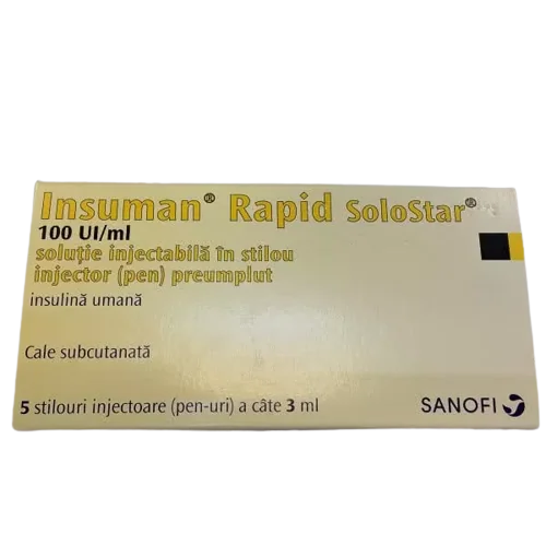 Insuman Basal 100UI/ml Solostar 3ml, 5 stilouri, Sanofi 