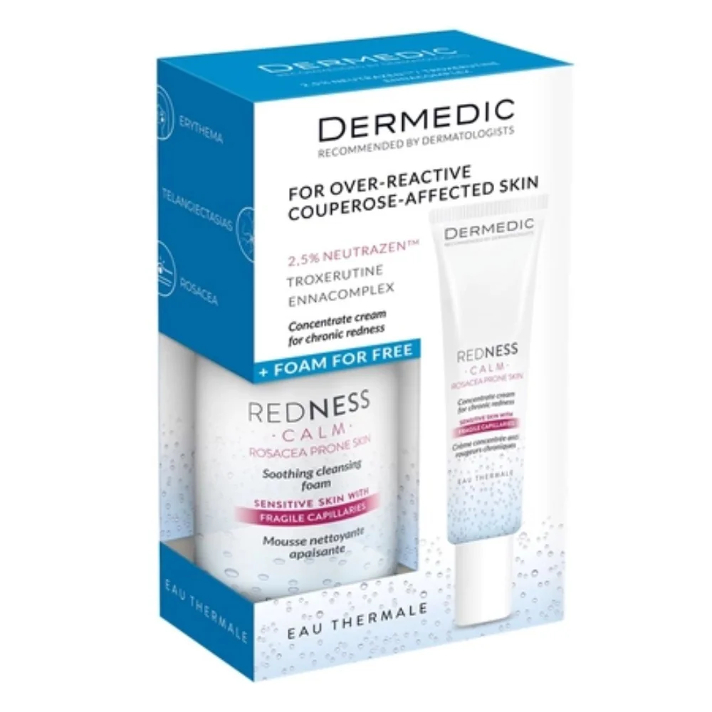 Set Spuma de curatare calmanta 150ml + Crema concentrata pentru cuperoza cronica Redness Calm 40ml, Dermedic