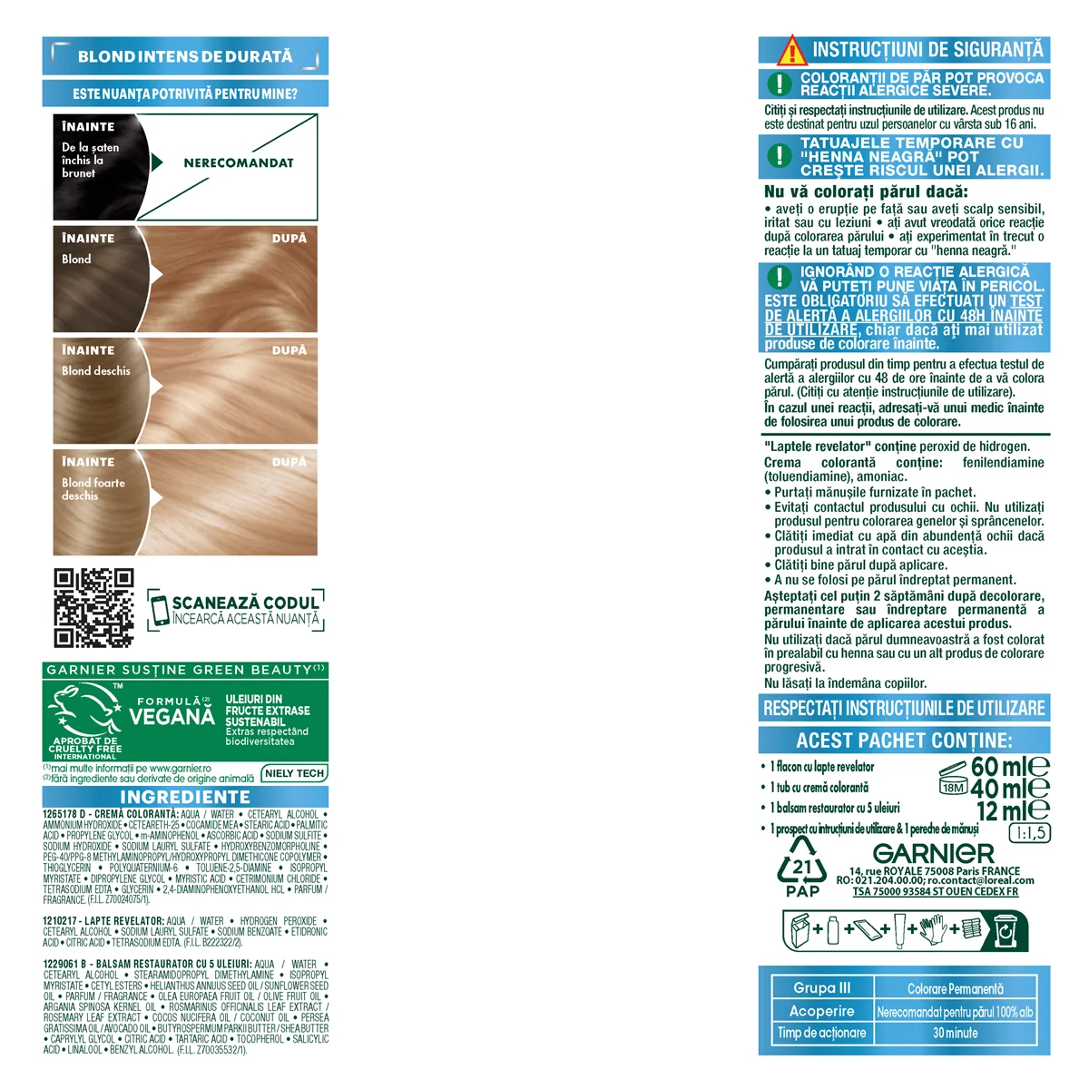 Vopsea de par permanenta Color Naturals 112 Blond Super Deschis Argintiu, 112ml, Garnier