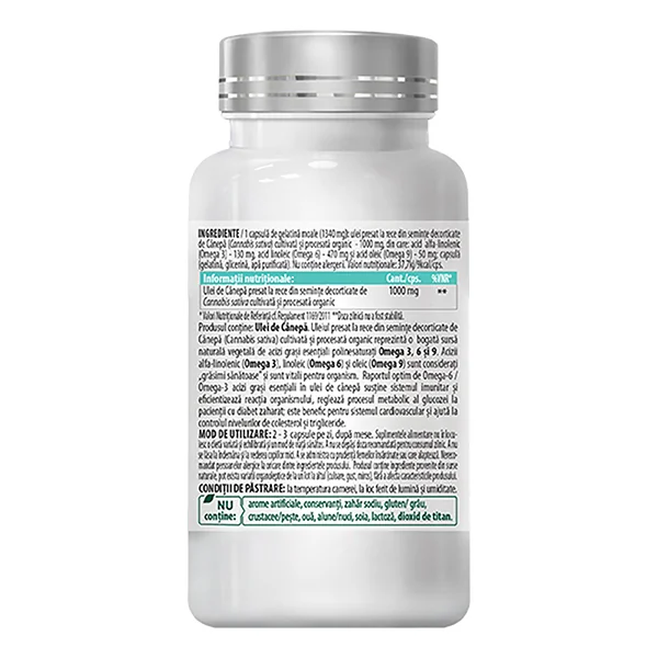 Ulei de canepa 1000mg, 30 capsule, Cosmopharm