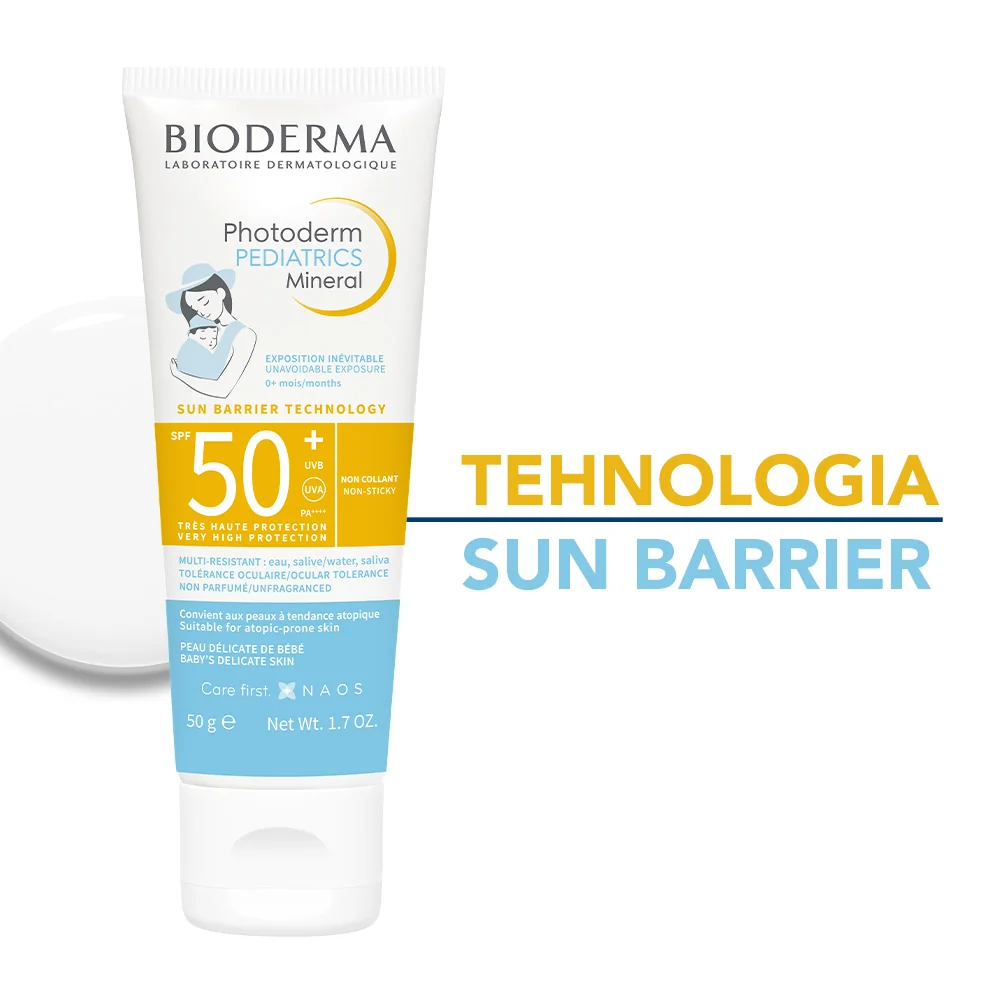 Fluid cu protectie solara SPF 50+ pentru copii Photoderm Pediatrics Mineral, 50g, Bioderma