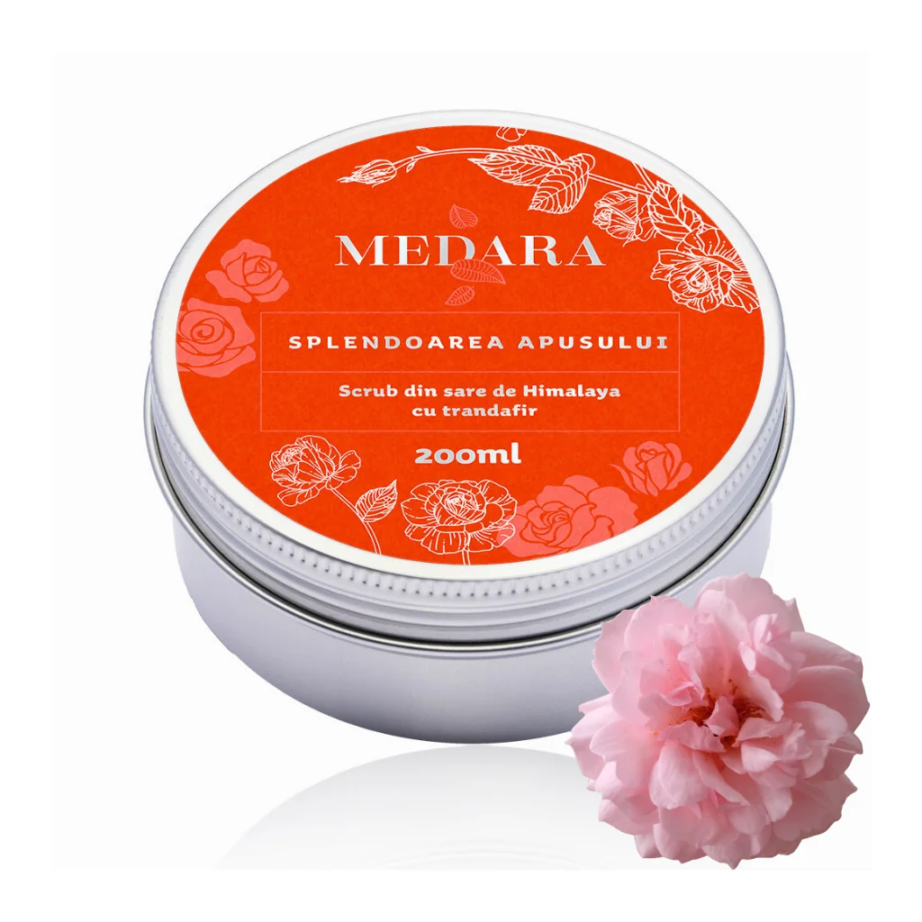 Scrub cu sare de Himalaya si trandafir Splendoarea Apusului, 200ml, Medara