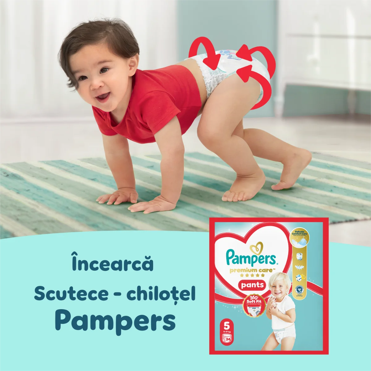 Scutece Premium Care Marimea 2 pentru 4-8 kg, 204 bucati, Pampers